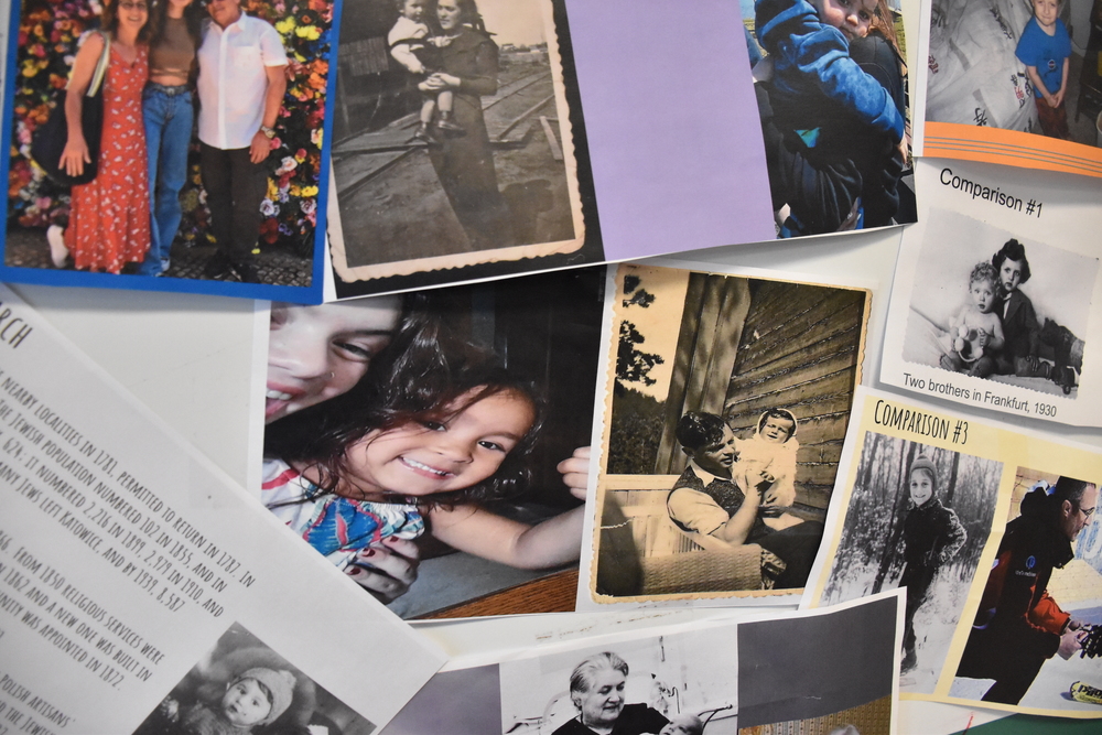 Pictured are the photographs Charlotte D. used for the Names, Not Numbers assignment in Emily Schroeder’s genocide course. The assignment required students to pair a personal photograph that was meaningful to them with one showing victims of the Holocaust. 