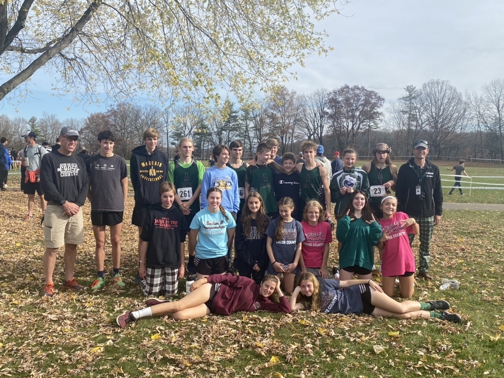 Avon’s cross country runners are pictured Saturday morning following the Section V Cross Country Championships at Letchworth State Park. 