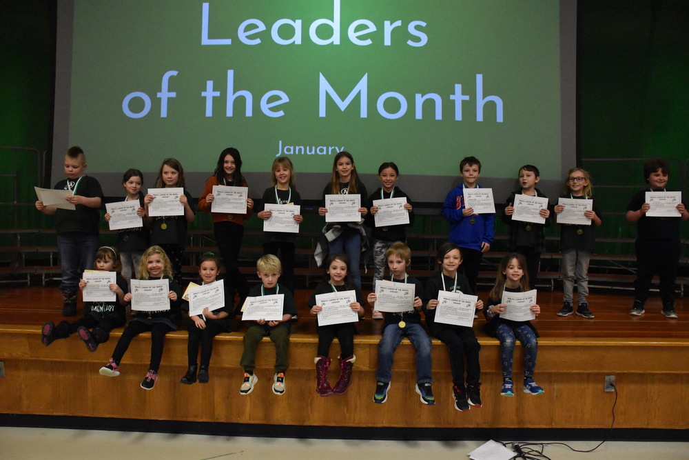 Avon Elementary School's Braves Leaders of the Month for January pose for a photo during a Jan. 27 ceremony.
