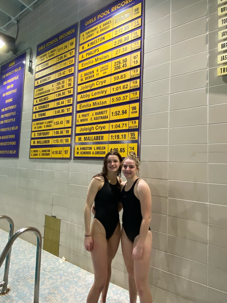   Pictured at Avon’s dual meet against York Jan. 5, 2023 are Jessie C. and Kaitlyn G. 