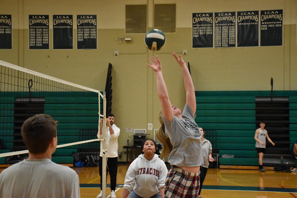 Students are pictured competing in the intramural volleyball championships game Tuesday, Jan. 31. 