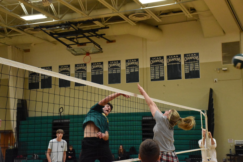 Students are pictured competing in the intramural volleyball championships game Tuesday, Jan. 31. 