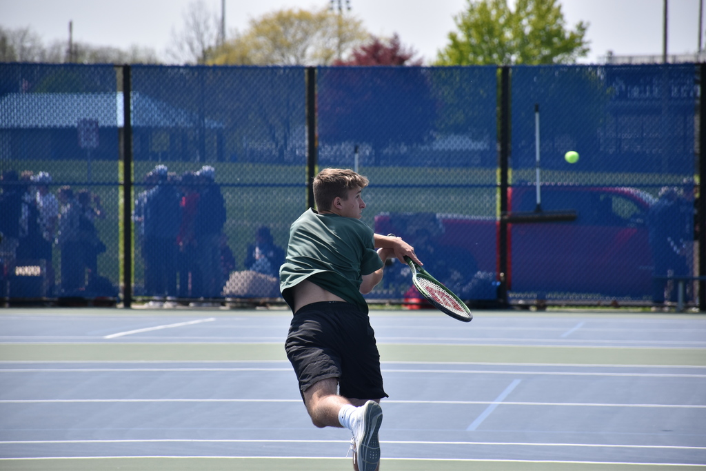 Juniors Dom P. and Austin L. are pictured competing in the Section V Boys Tennis State Qualifier Tournament Thursday at Brockport High School. 