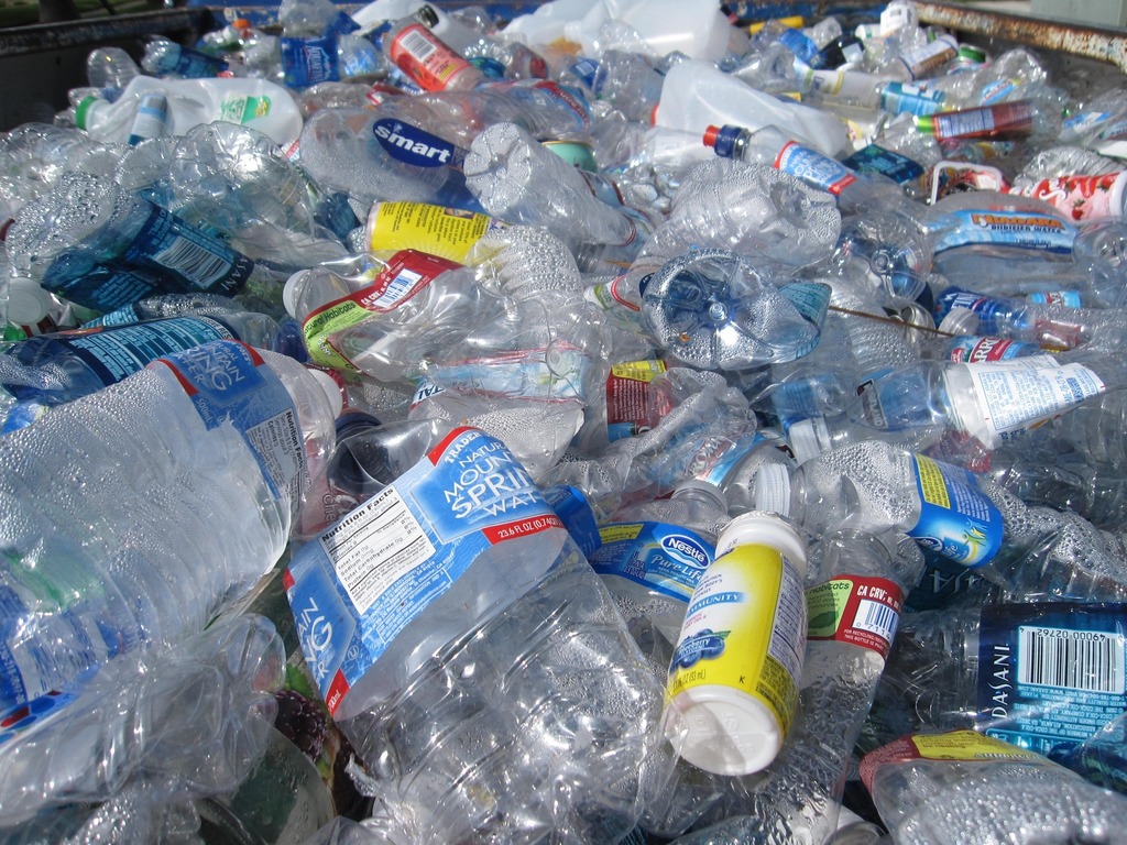 Plastic bottles. 