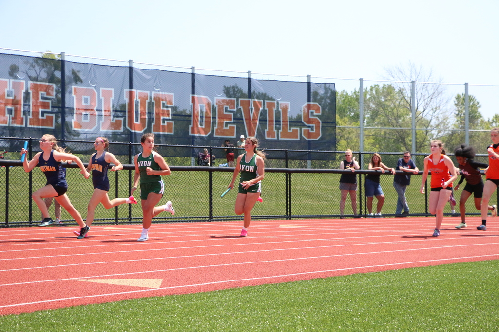 Avon track and field athletes are pictured competing at the Section V Class B2 Championships in Attica this past weekend. 